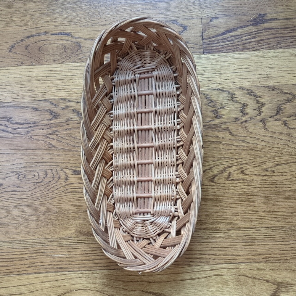 Vintage Woven Basket Oblong Brown Trinket Holder